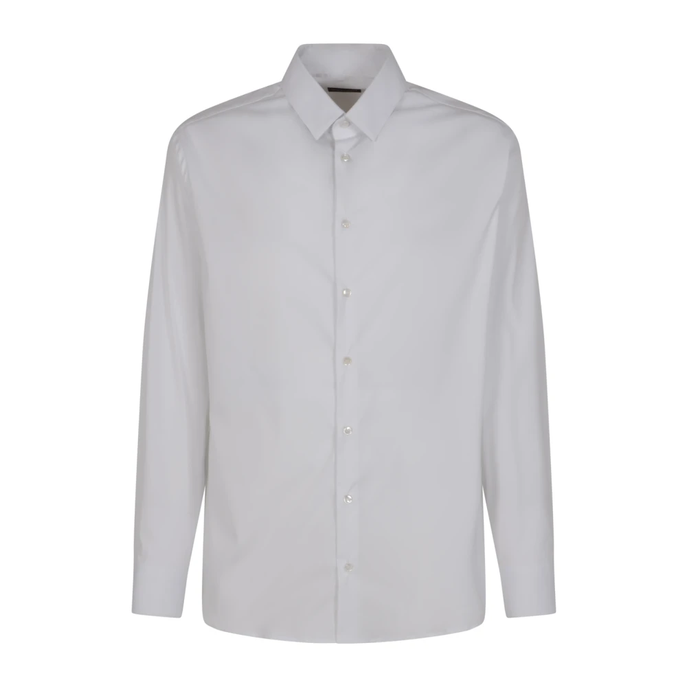 Giorgio Armani Vit Slim-Fit Skjorta I Bomullspoplin