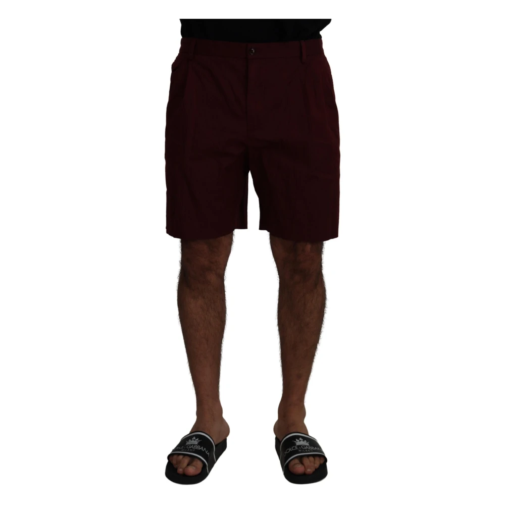 Dolce & Gabbana Men's Brown Maroon Cotton Bermuda Shorts