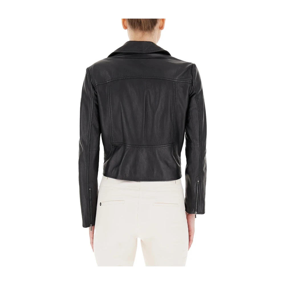 Pennyblack Ultra Leren Jas met Asymmetrische Rits Black Dames