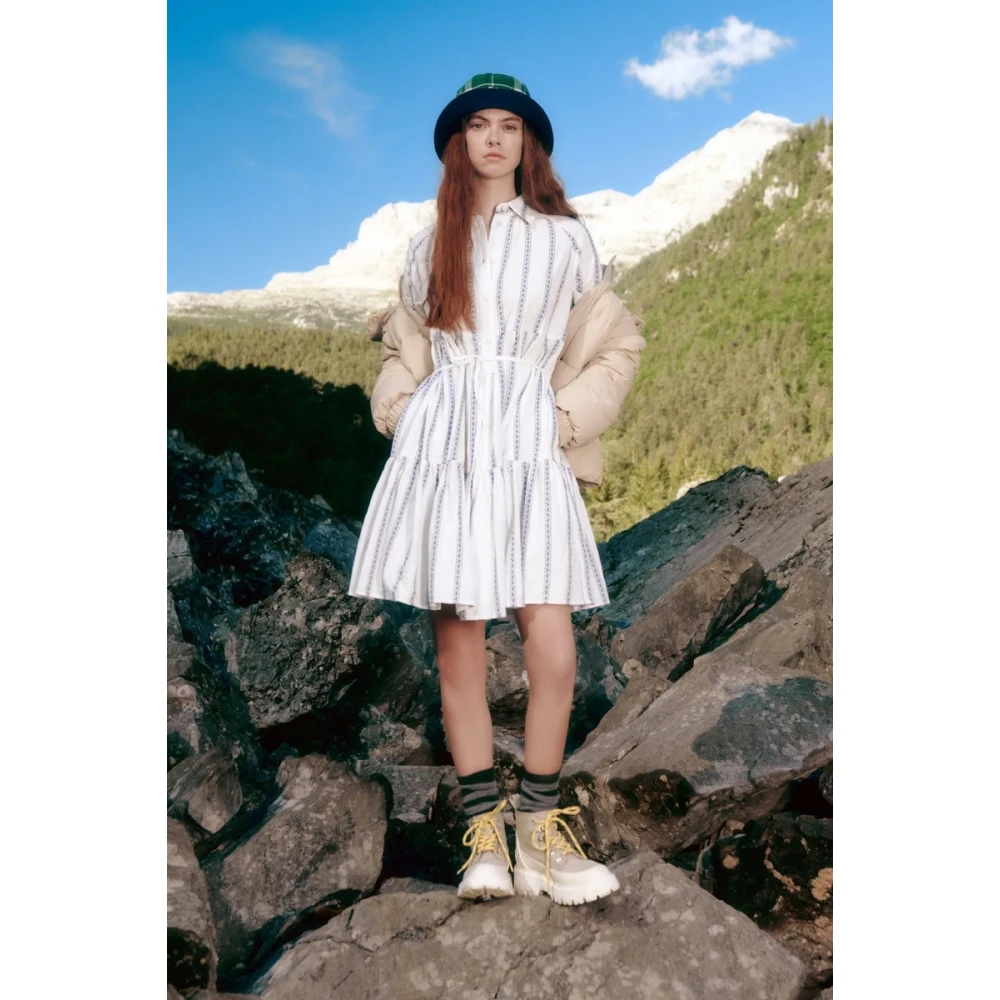 Woolrich Geo Jacquard Mini Jurk White Dames
