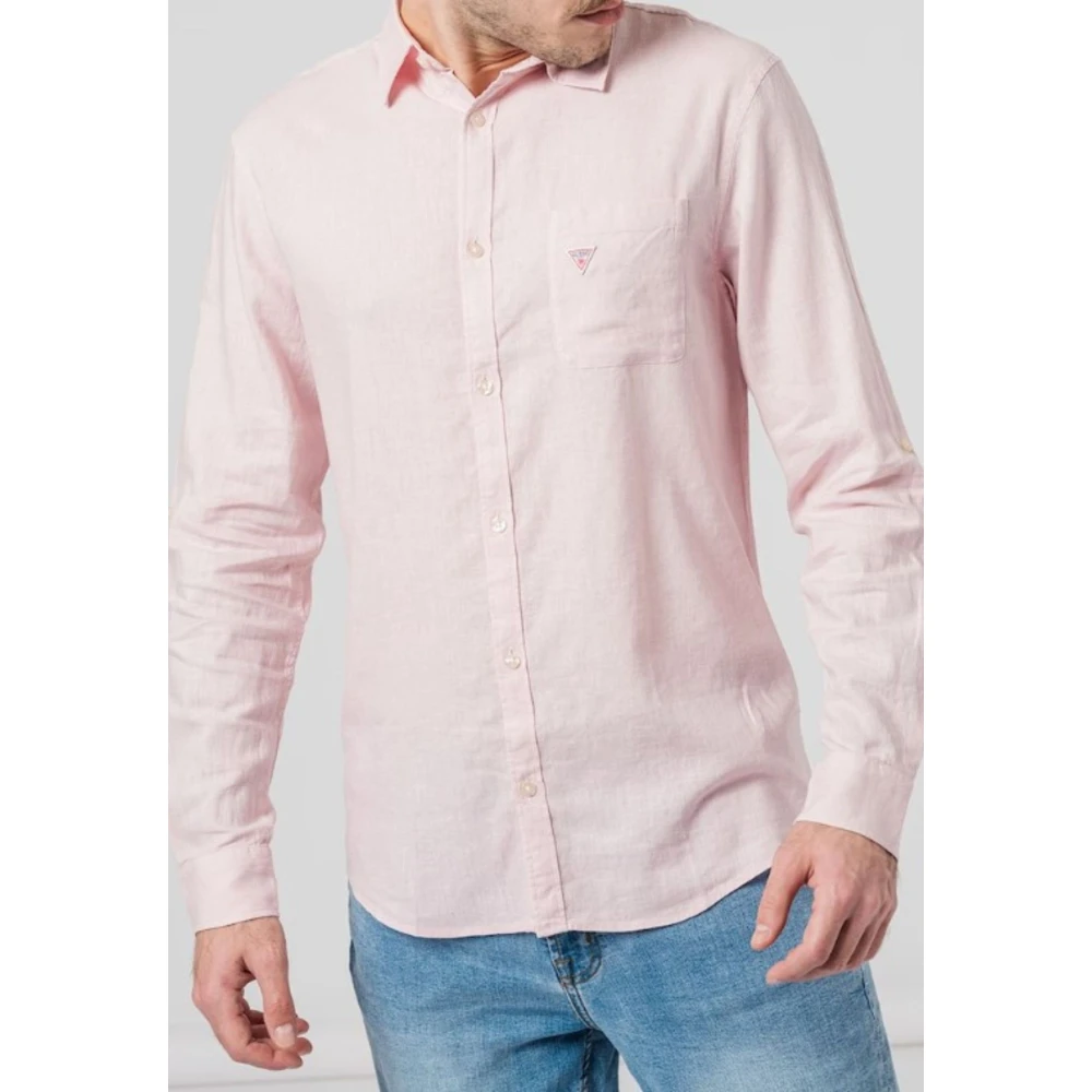 Guess Opgerolde Blouse Pink Heren