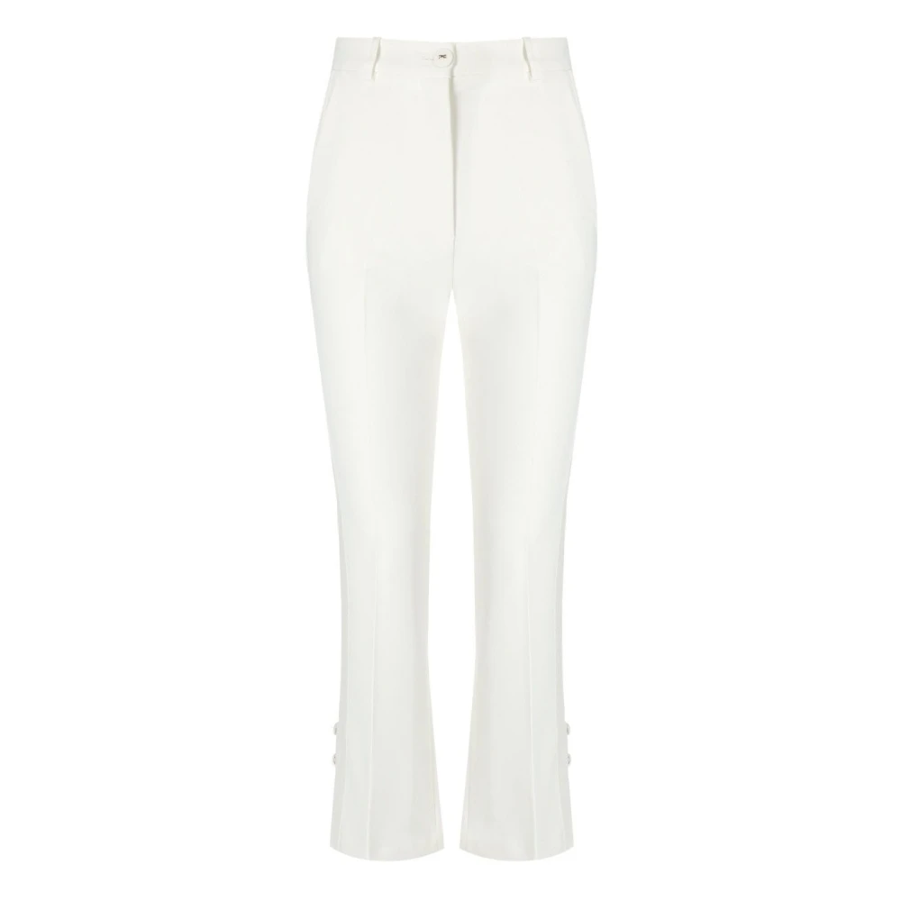 Elisabetta Franchi Ivoor Smoking Broek met Satijnen Banden Beige Dames