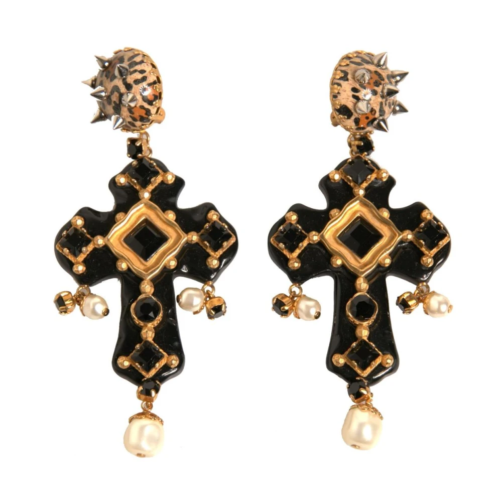 Dolce & Gabbana Women's Black Crystal Embellished Clip-On Earrings