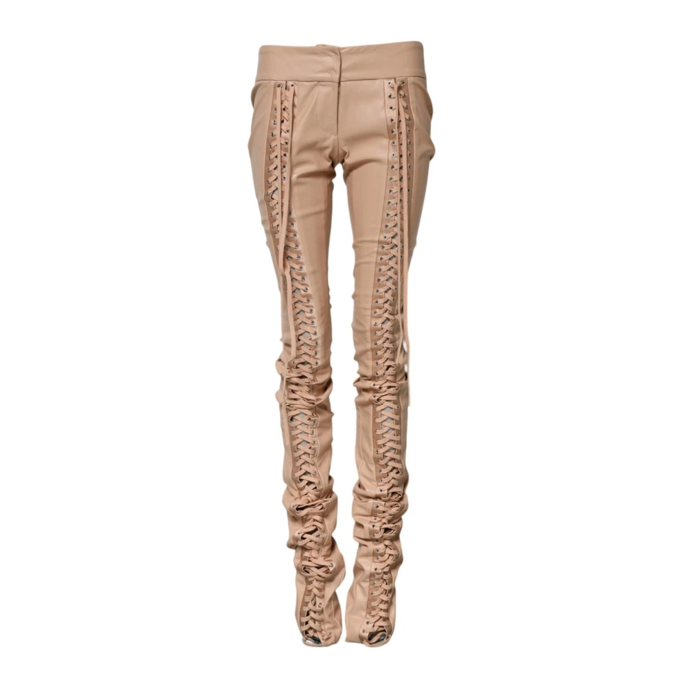 Dolce & Gabbana Elegant Lace Detail Skinny Trousers - Female - Skinny Trousers - Beige - S - Trousers