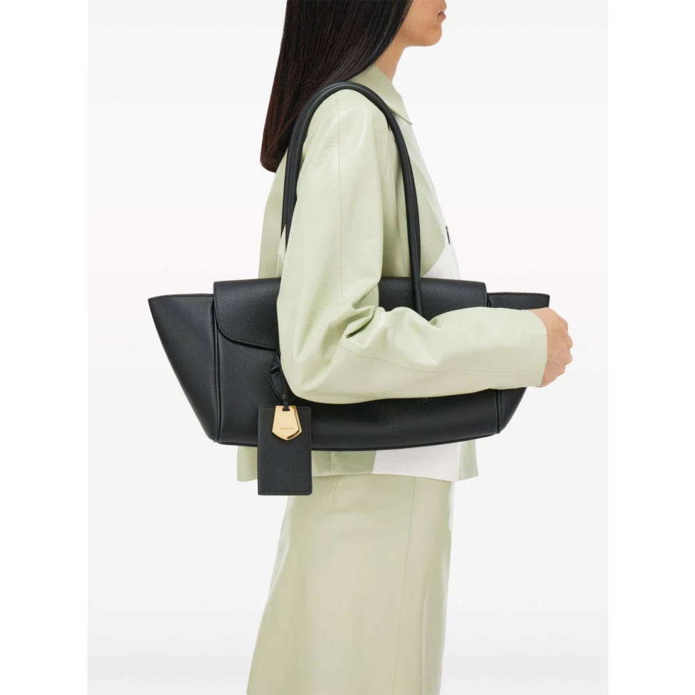 Salvatore Ferragamo Logo Print Zwarte Leren Tote Tas Black Dames