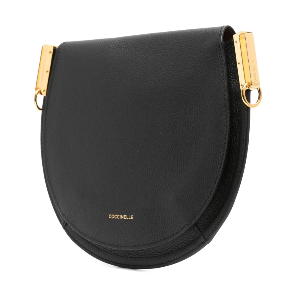Coccinelle Stijlvolle leren schoudertas met knoopsluiting Black Dames