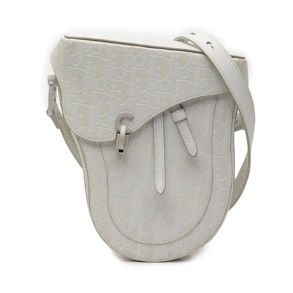 Dior Vintage Women's White Pre-Owned Saddle Bag