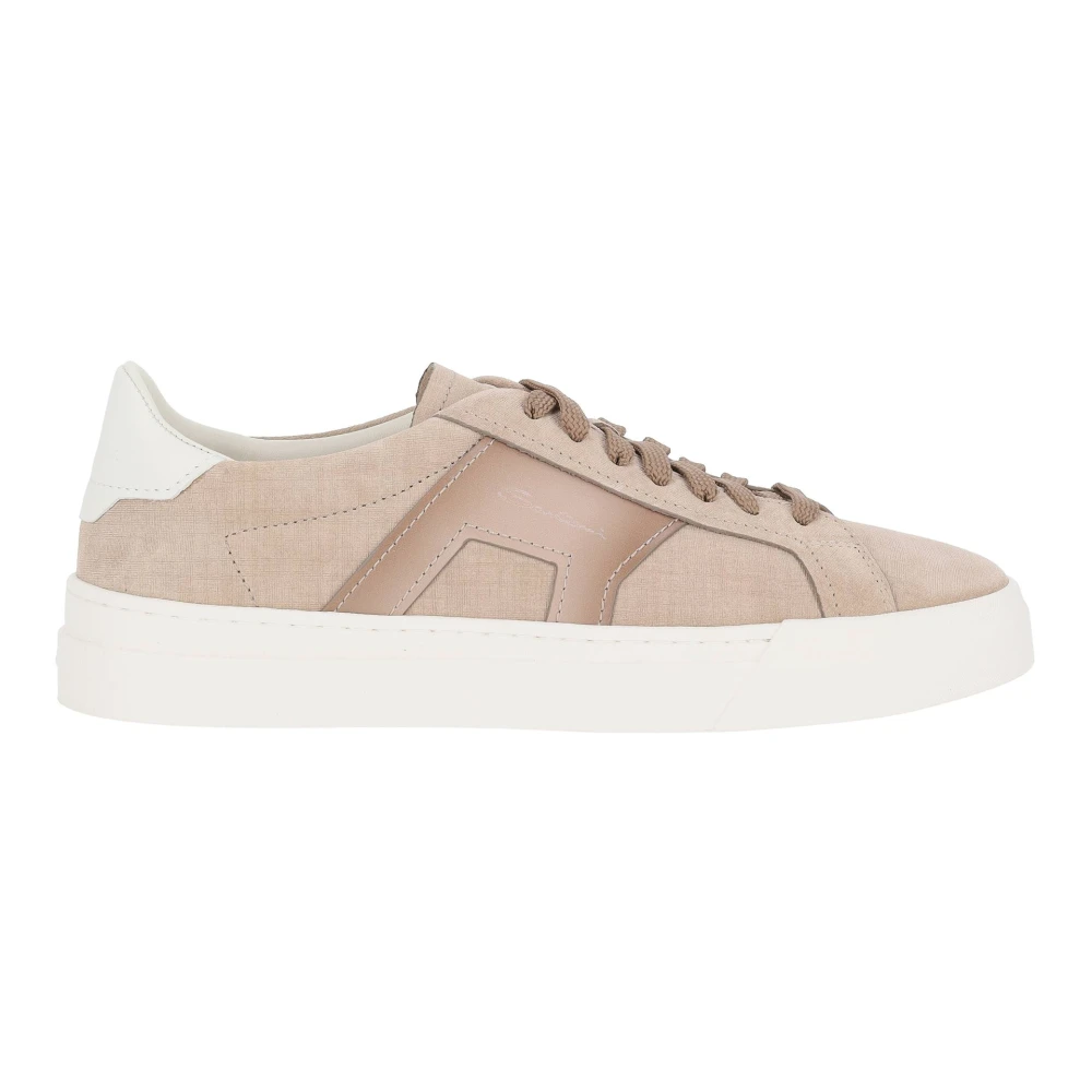 Santoni Sneaker Double Buckle in pelle Heren Schoenen Beige