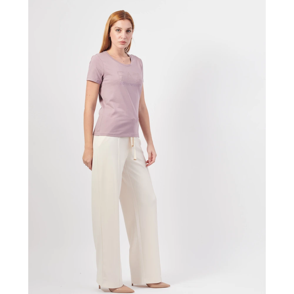 Emporio Armani Roze T-shirt met voorlogo Pink Dames