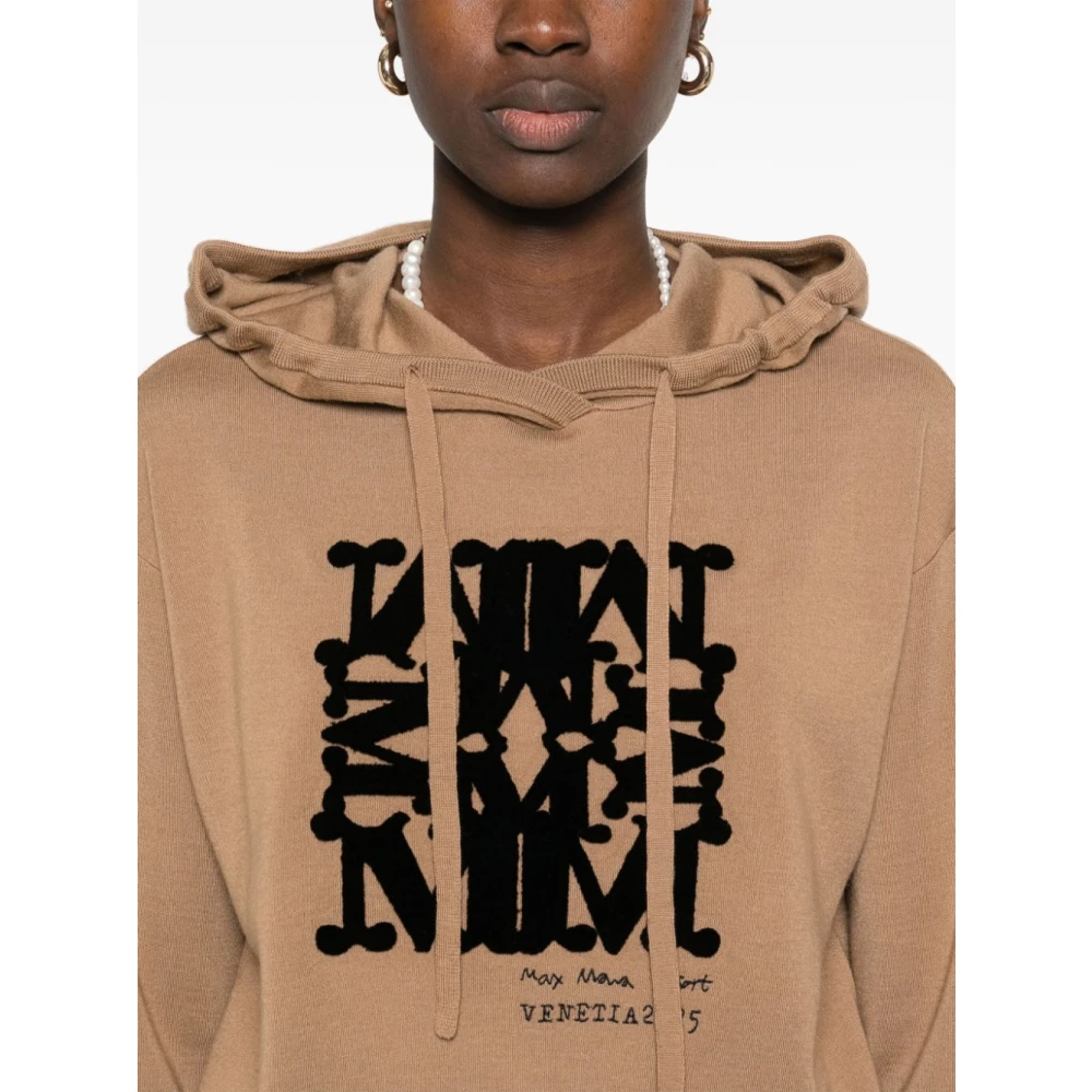 Max Mara Beige Sweater met Trekkoord Capuchon Beige Dames
