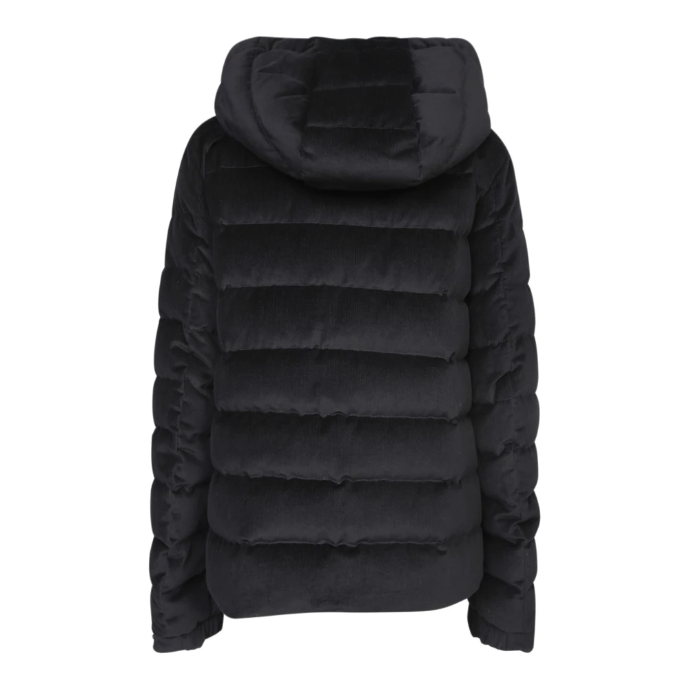 Moncler Zwarte Corduroy Donsjas met Capuchon Black Heren