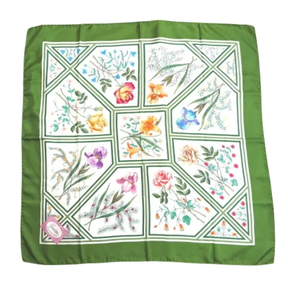 Gucci Vintage Pre-owned Silk scarves Green Dames
