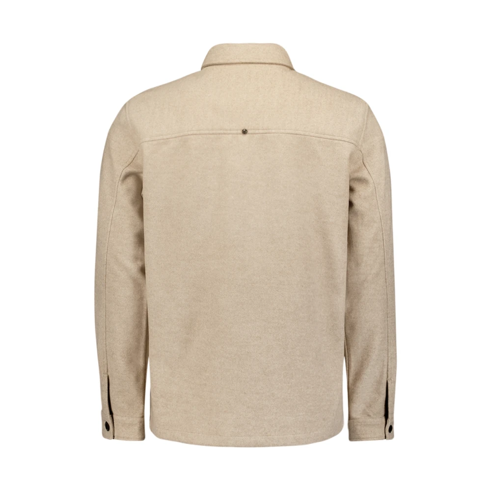 No Excess Melange Button Closure Overshirt Beige Heren