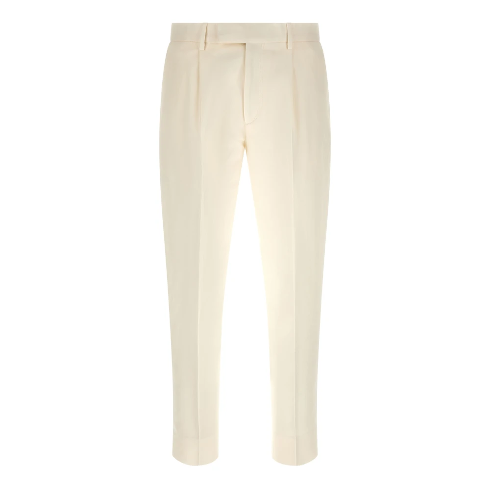 Zegna Men's White Suit Trousers, Xl, Pleated Trousers
