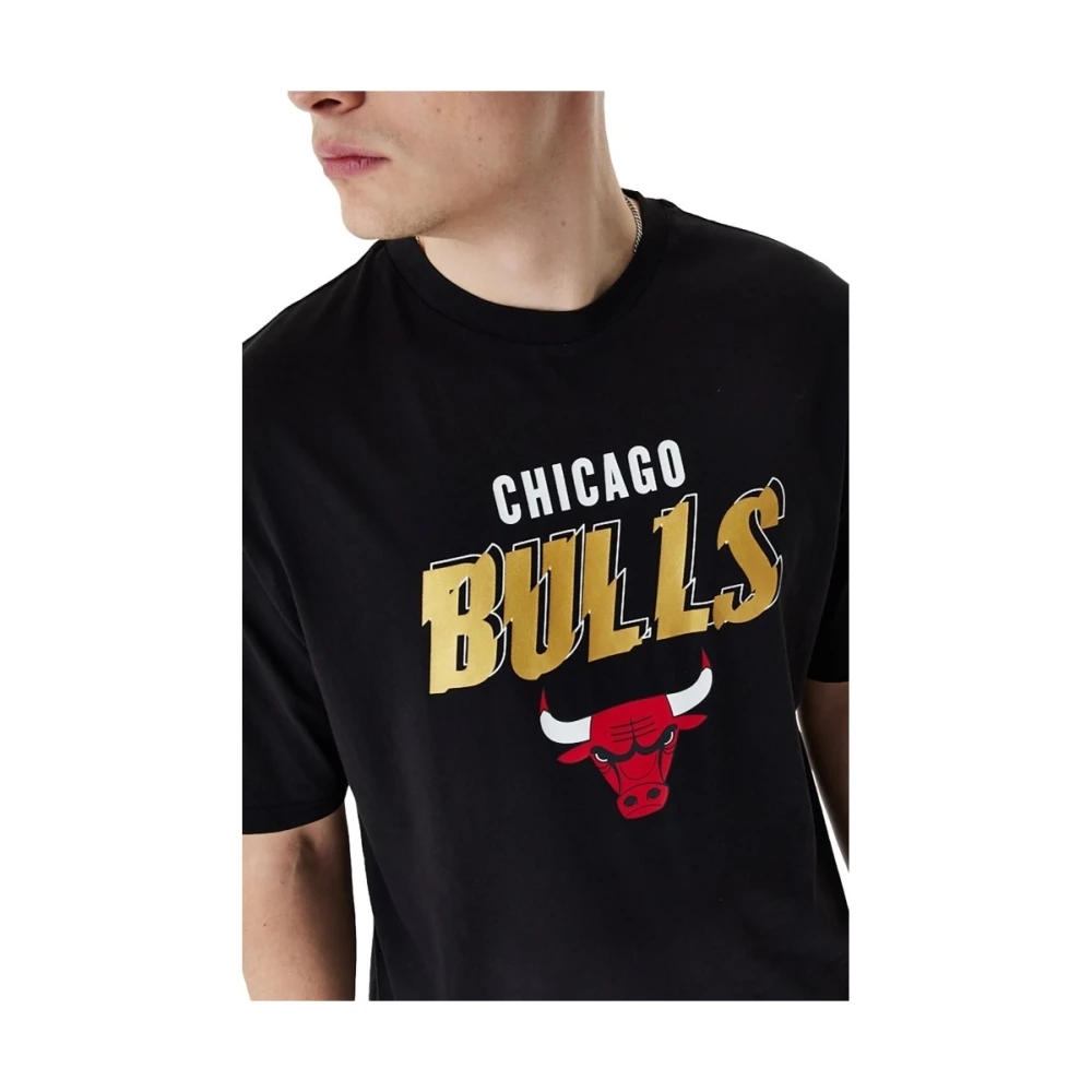 new era Zwarte Bulls Team Script Tee Black Heren