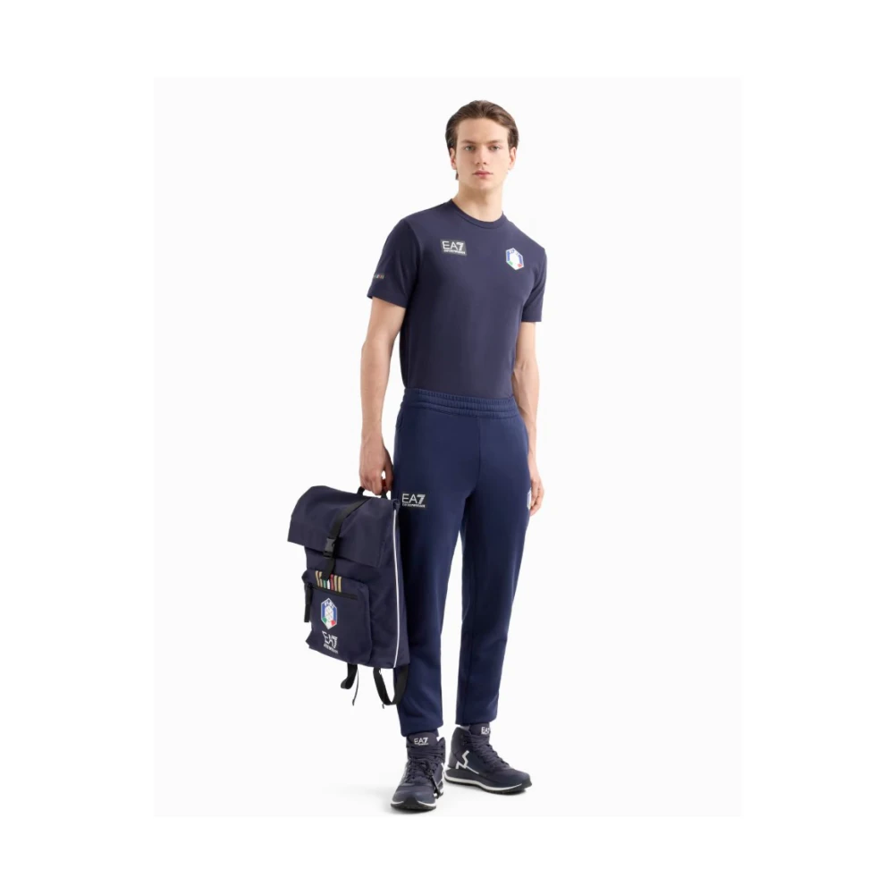 Emporio Armani EA7 Blauwe Elastische Taille Kleding met Logo Blue Heren