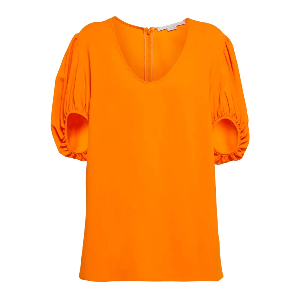 Stella Mccartney Oranje Ballonmouw Viscose T-Shirt Orange Dames
