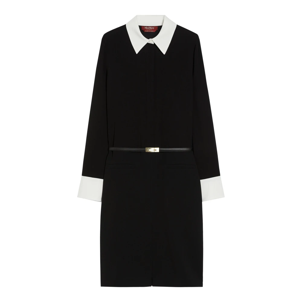 Max Mara Studio Zwarte overhemdjurk met contrasterende kraag Black Dames