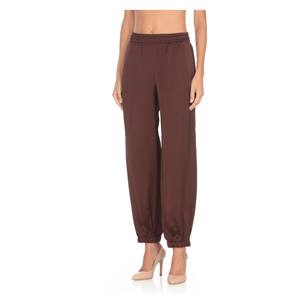 Fabiana Filippi Bordeaux Viscose Broek Elastische Taille Red Dames