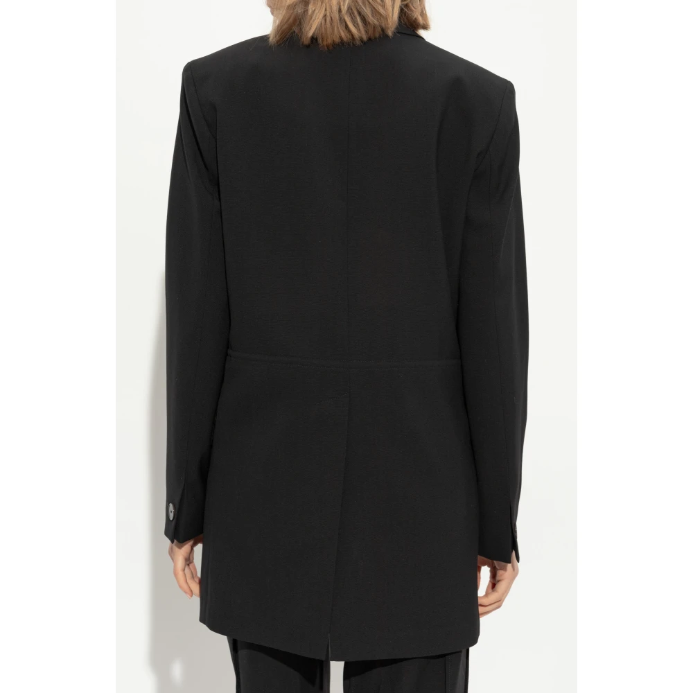 Lanvin Wollen blazer met leren strikken Black Dames