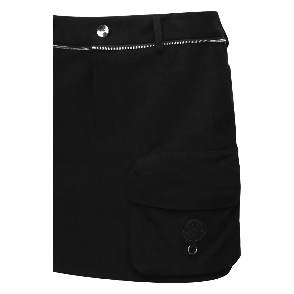 Moncler Zwarte katoenen canvas rok met rits Black Dames