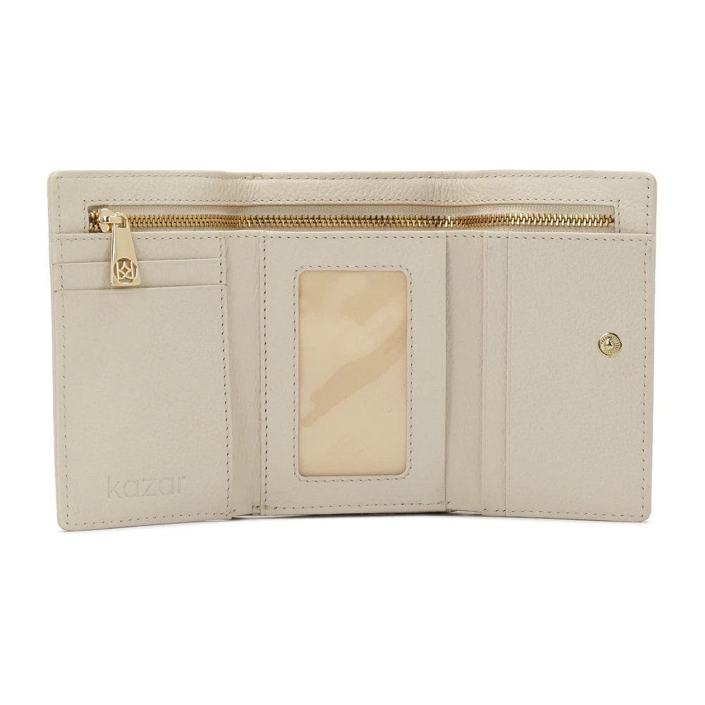 Kazar Crème kleine leren portemonnee Beige Dames