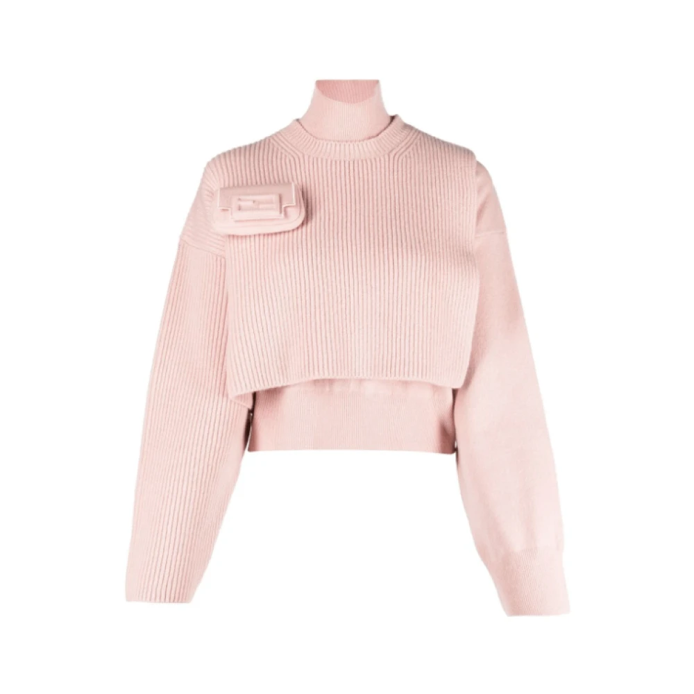 Fendi Blush Pink Ribgebreide Trui Pink Dames
