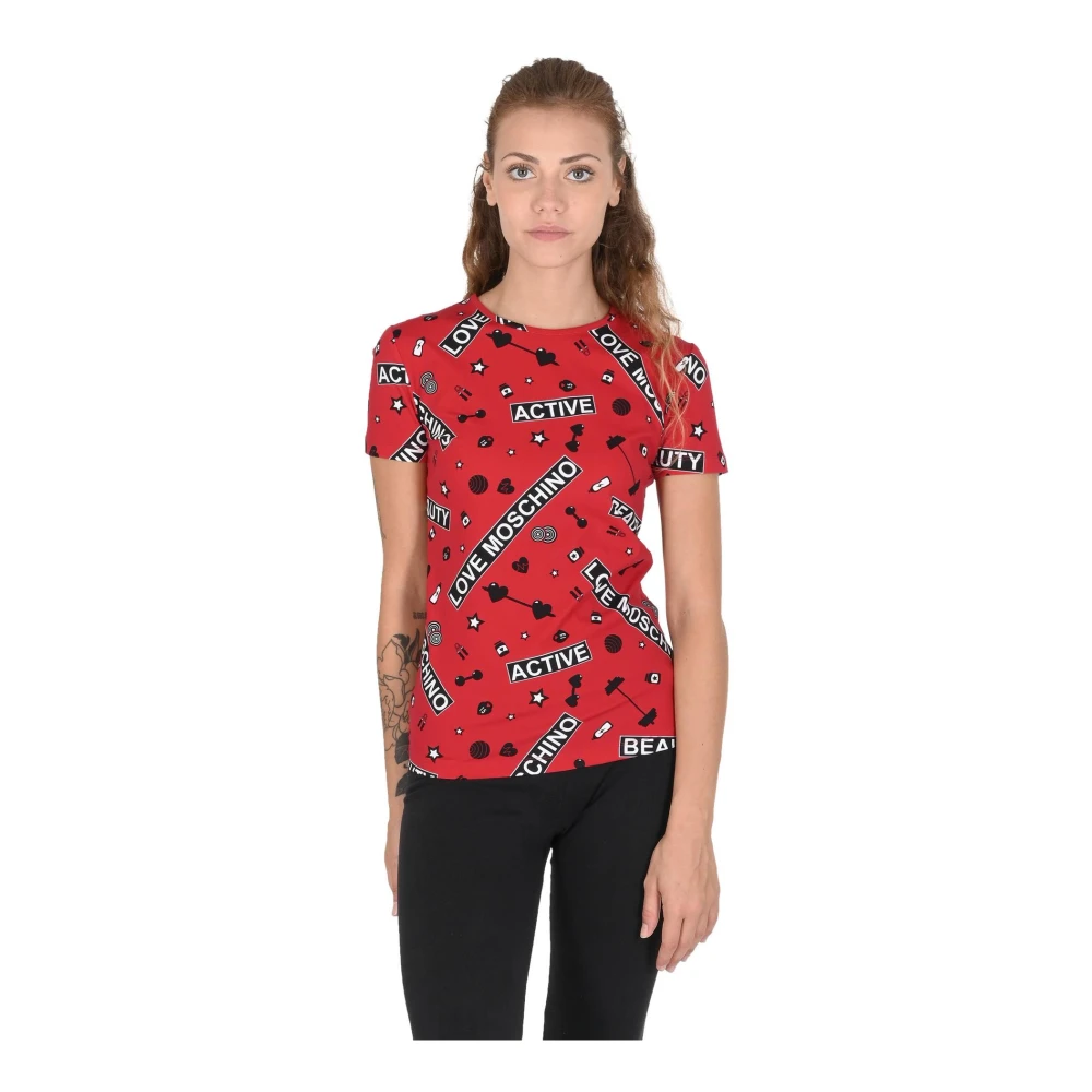 Love Moschino Rode Nylon Spandex T-shirt Red Dames