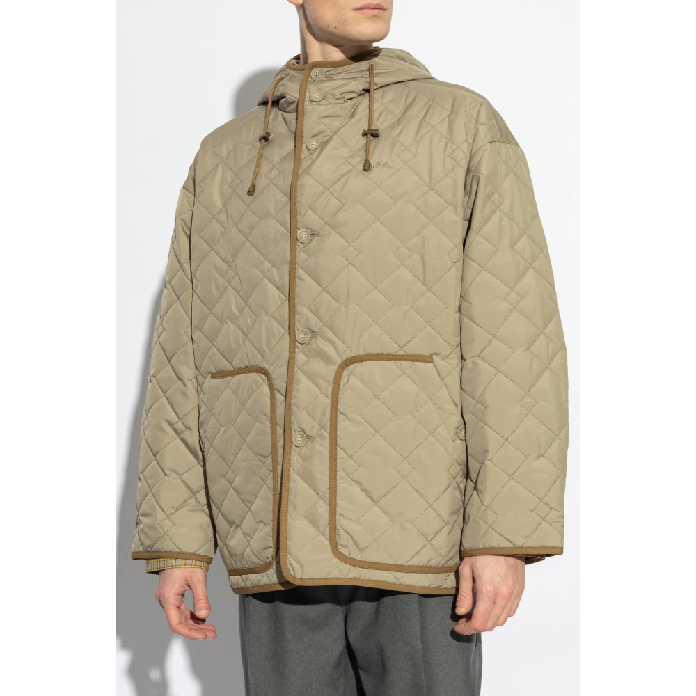 A.p.c. Gewatteerde jas met capuchon Green Heren