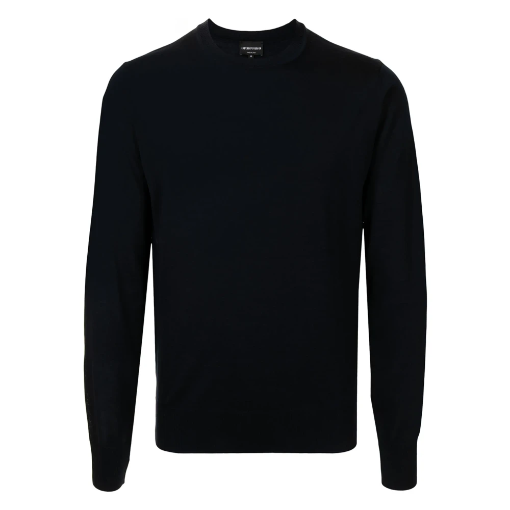 Emporio Armani Wollen crew-neck knitwear Blue Heren