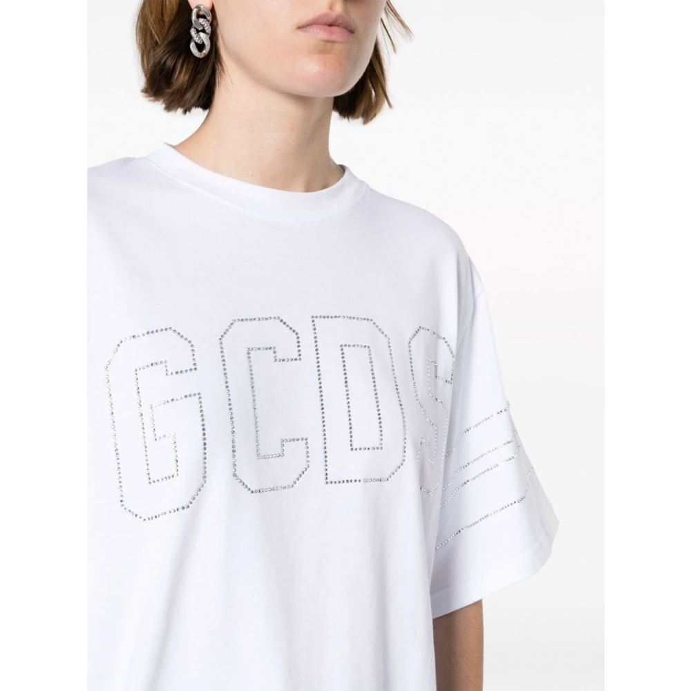 Gcds Wit Logo T-Shirt Stijlvolle Upgrade White Dames