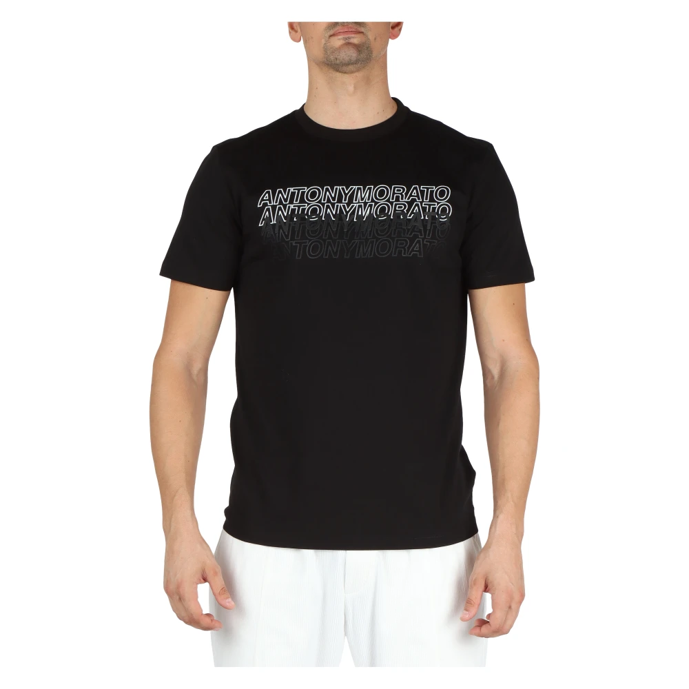 Antony Morato Slim Fit Katoenen T-shirt met Voorlogo Black Heren