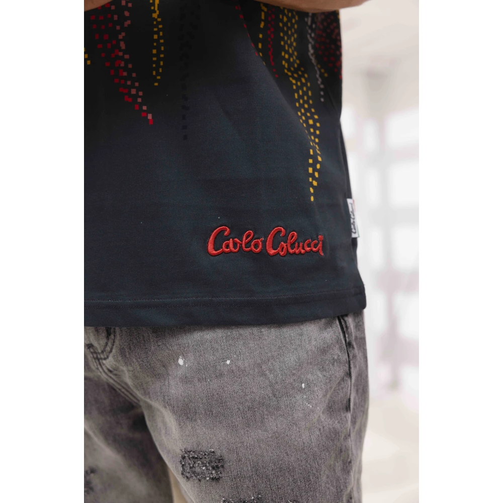 carlo colucci Rood T-shirt Heren Stijlvolle Toevoeging Multicolor Heren