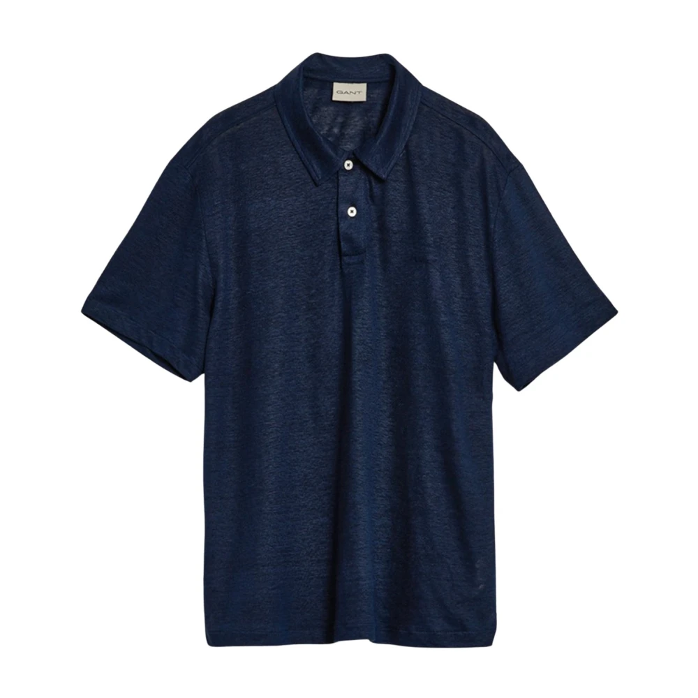 Gant Men's Blue Linen Polo Shirt - Polo Shirts - L - Tops