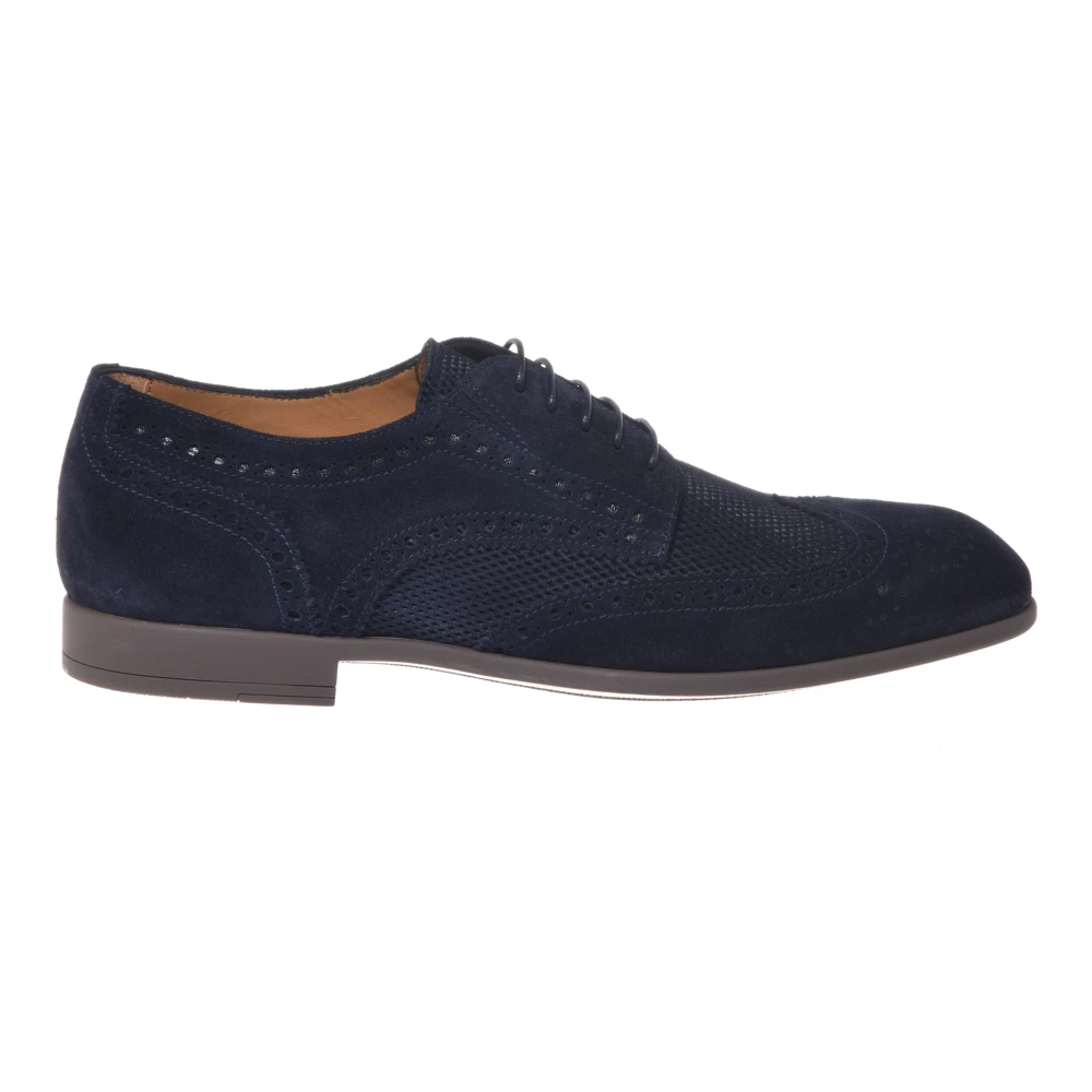 Baldinini Mannelijk Blauw Schoenen Heren, 46 Eu, Leer, Printed Suede Lace-Up