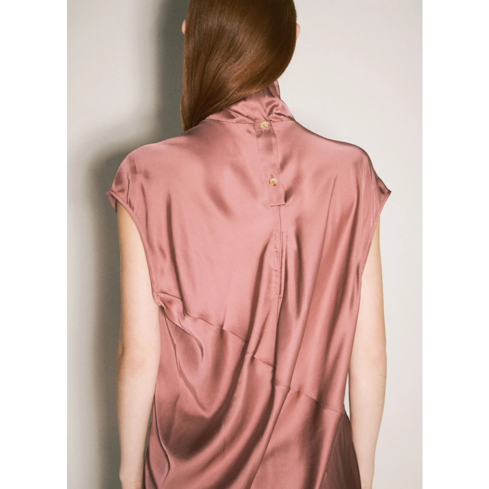 Rick Owens Zijden Maxi Jurk met Gedrapeerd Paneel Pink Dames