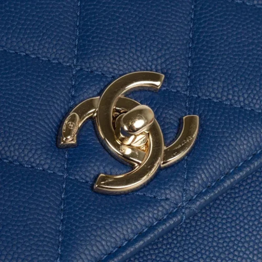 Chanel Vintage Pre-owned Leather handbags Blue Dames