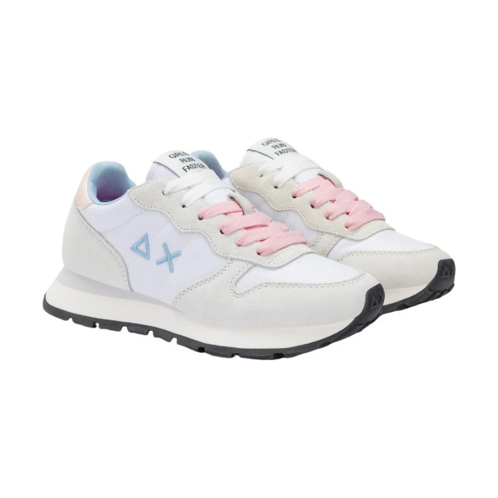 Sun68 Witte Suède Sneakers met Dubbele Witte Veters Dames Schoenen