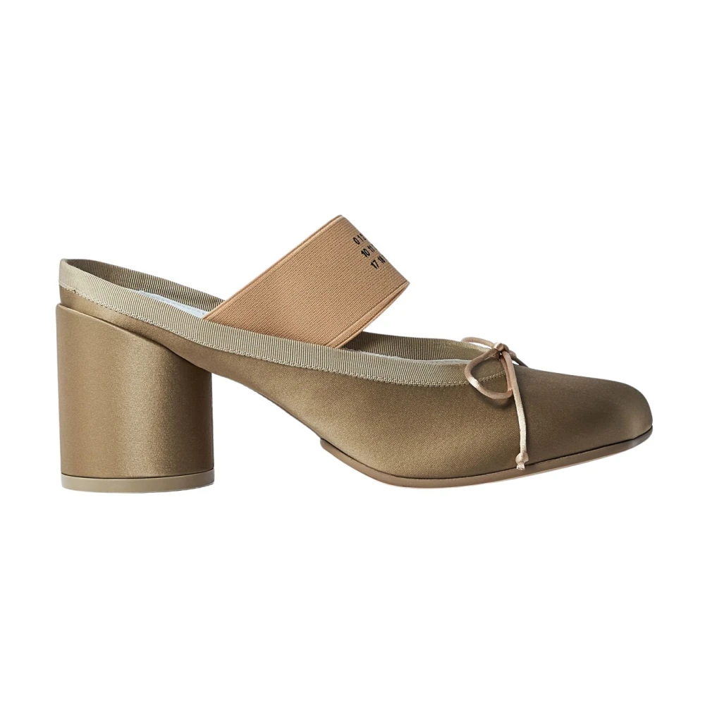 MM6 Maison Margiela Logotyp Ballerina-Mules med Elastik Beige, Dam