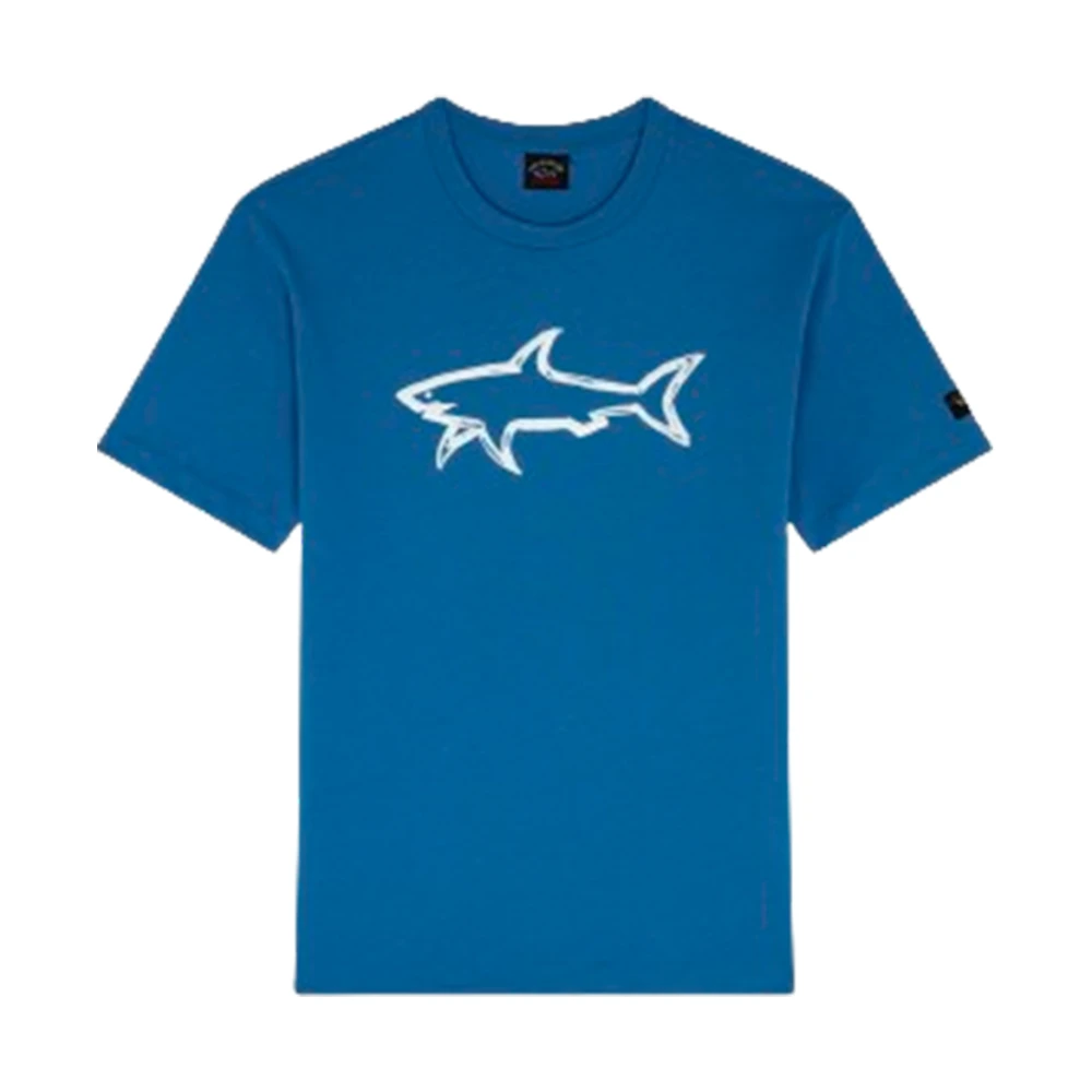 PAUL & SHARK Maxi Shark Katoenen T-shirt Blauwe Oceaan Blue Heren