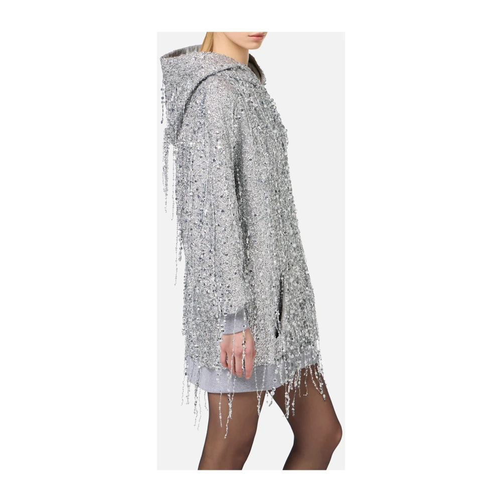 Elisabetta Franchi Paillet Geborduurde Mini Jurk Zilver Gray Dames