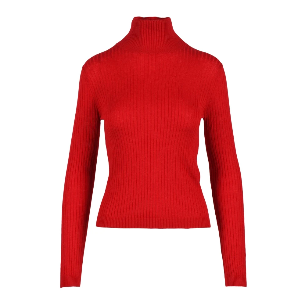 Max Mara Studio Zijde Wolmix Gebreide Top Red Dames