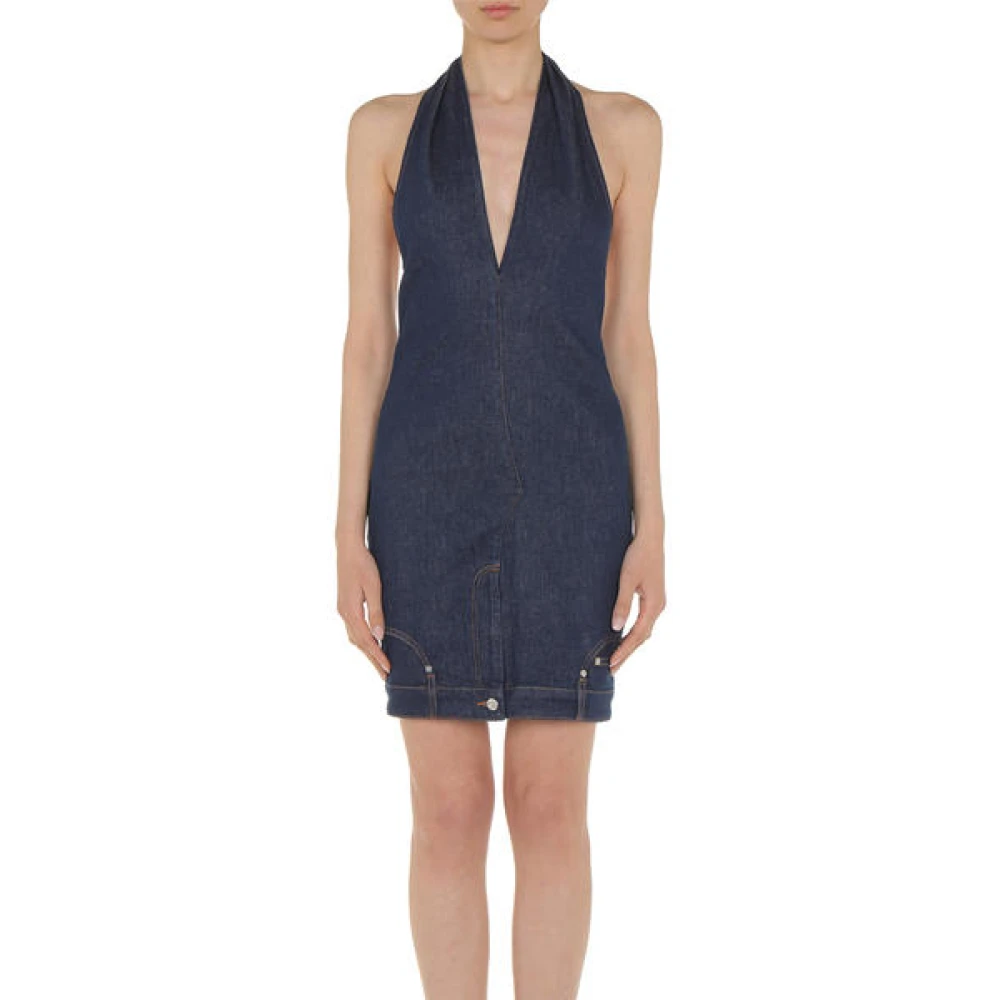 Moschino Reverso Denim Mini Jurk Blue Dames