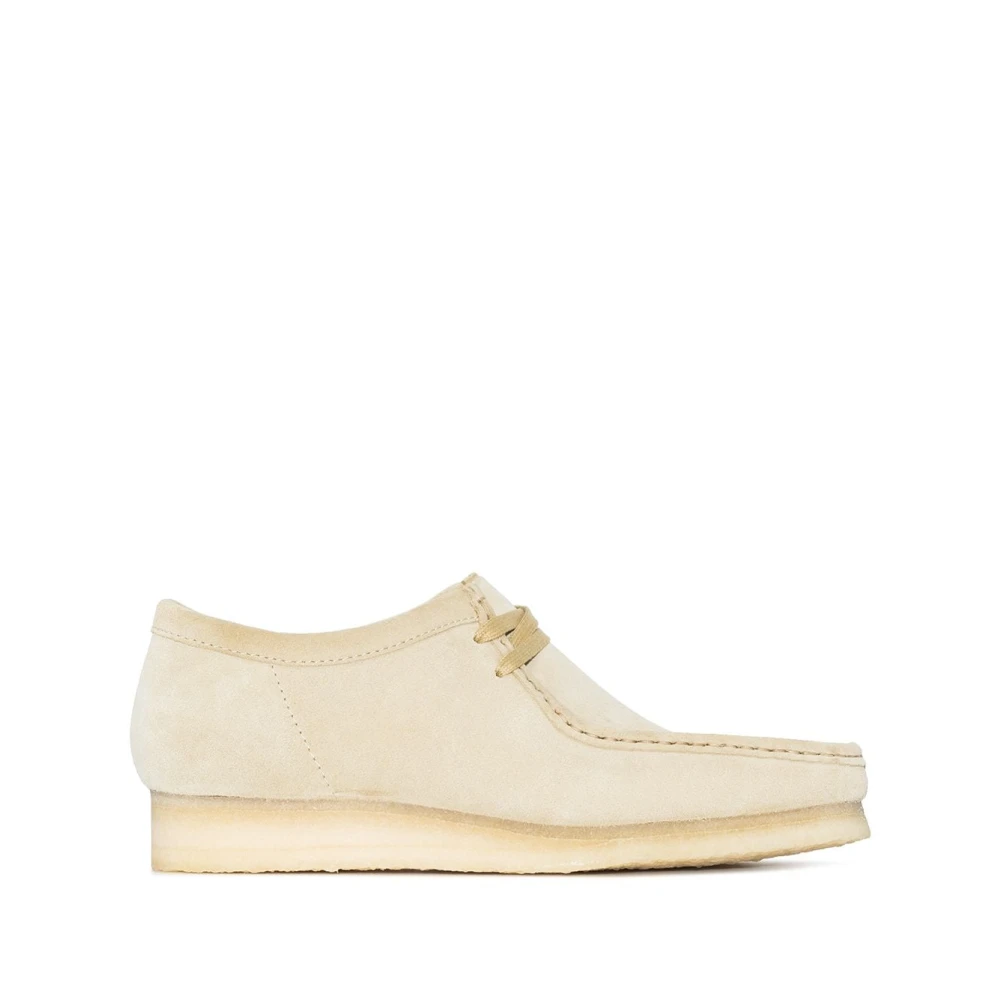 Clarks Men's Beige Suede Lace-Up Flat Shoes