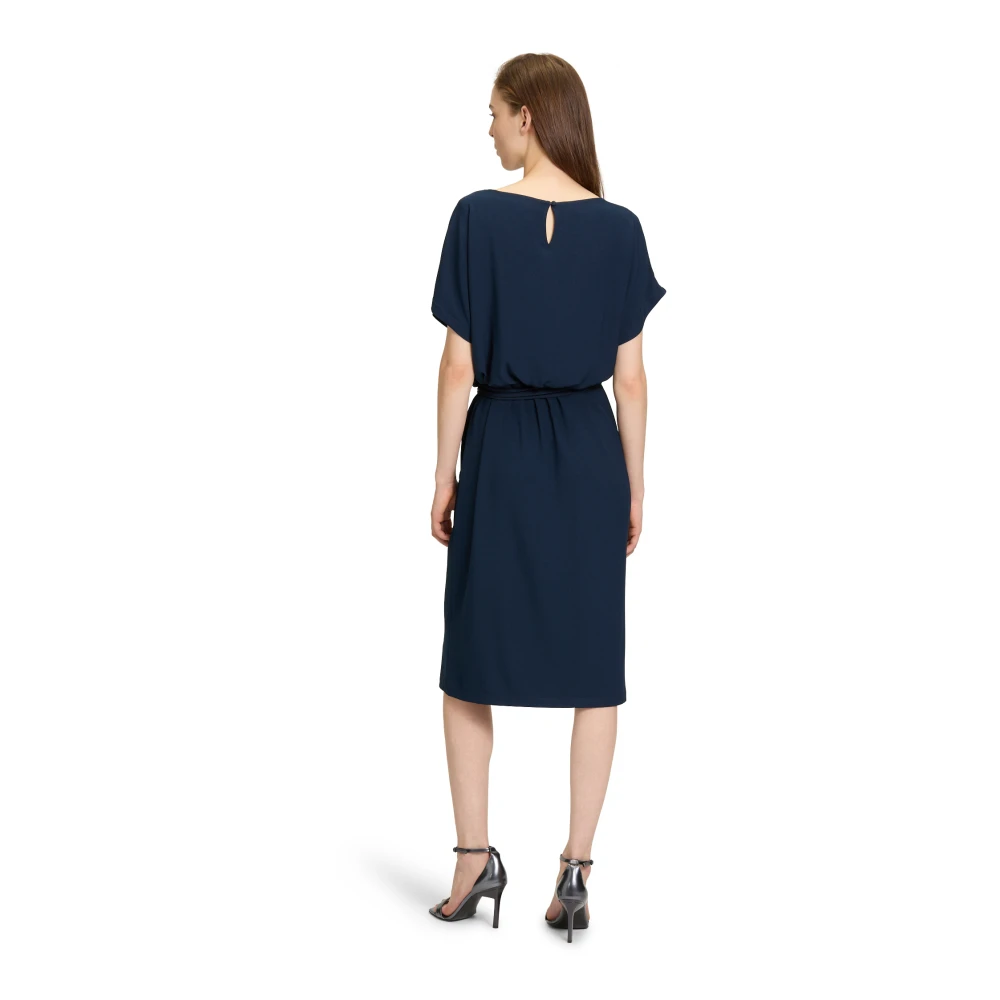 Betty & Co Gerimpeld Jersey Jurk Blue Dames