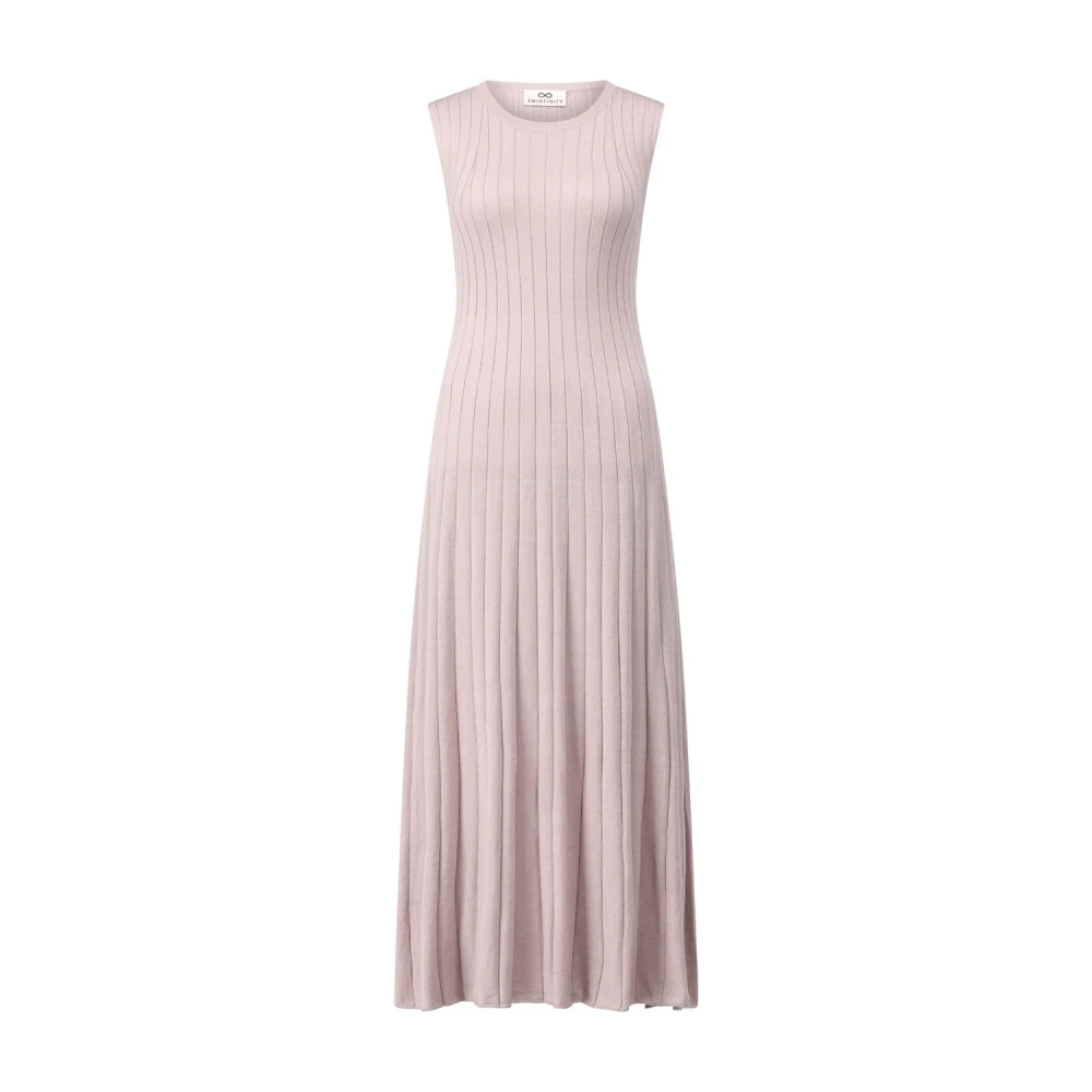 Sminfinity Geribbeld A-Lijn Midi Jurk Beige Dames