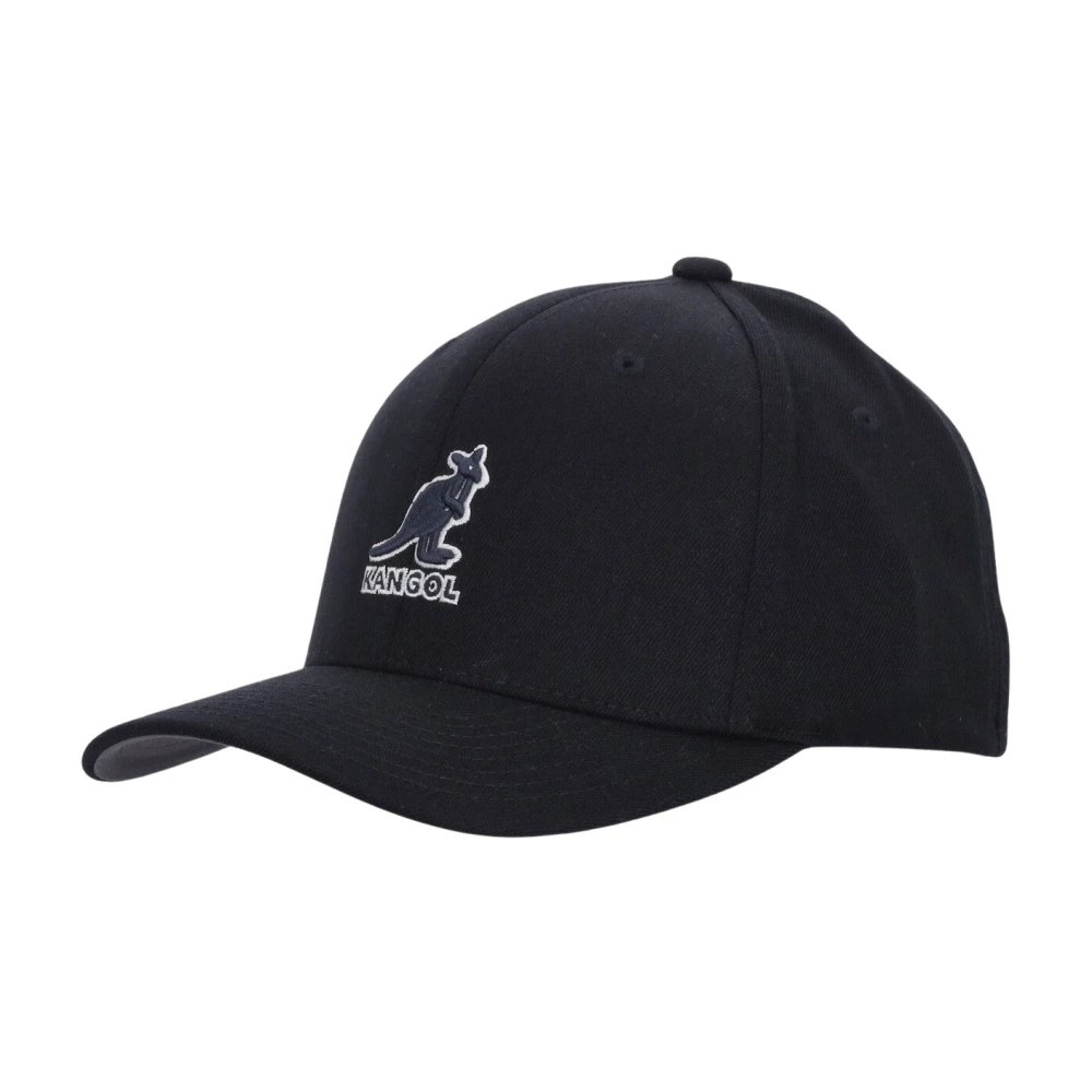 Kangol Zwarte wollen Flexfit gebogen klep pet Black Heren