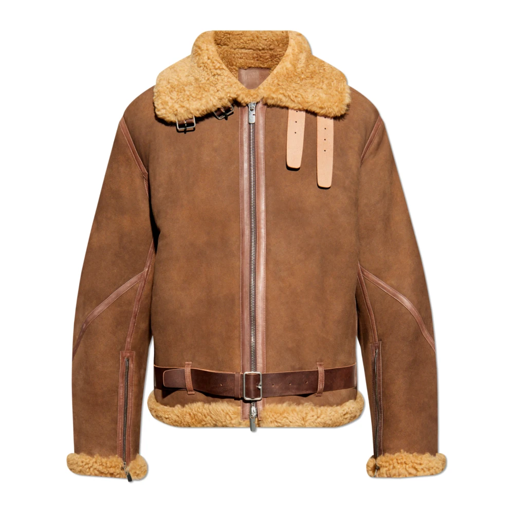 Burberry Shearling jas met zakken Brown Heren