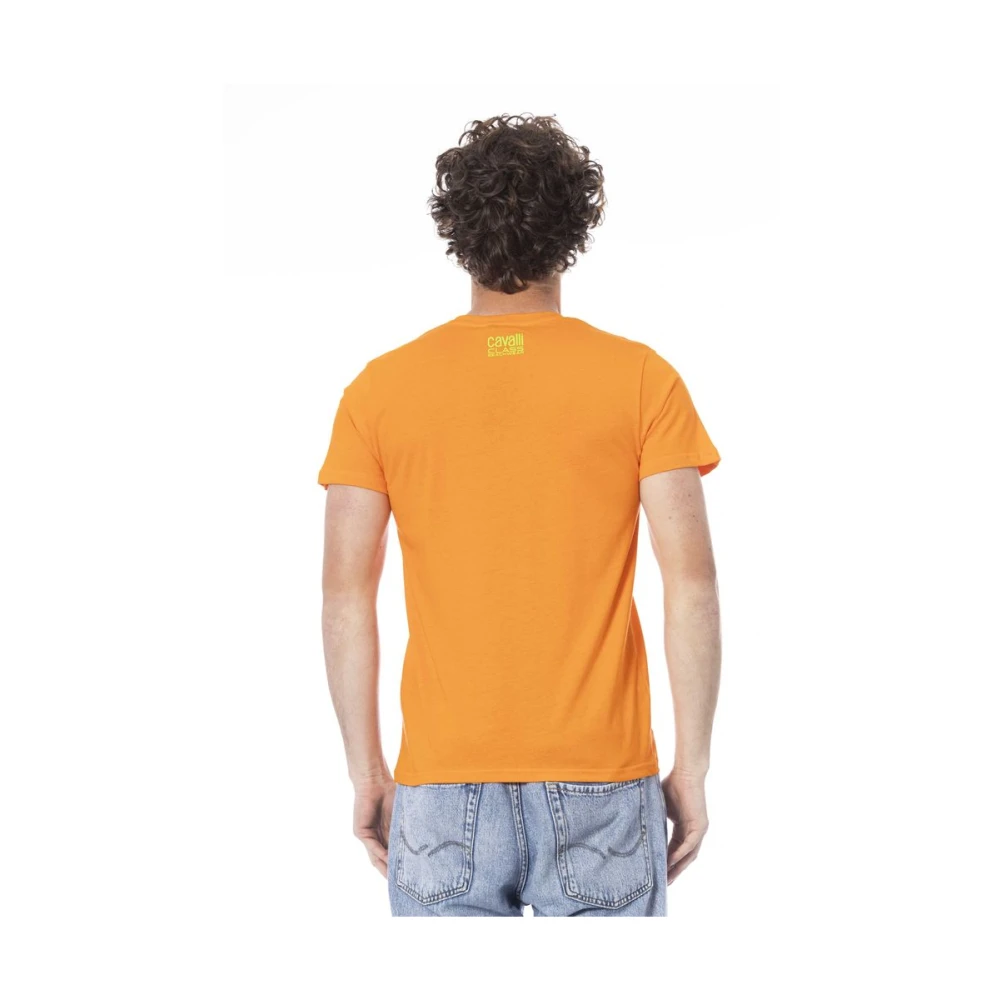 Cavalli Class Oranje Logo Print T-Shirt Orange Heren