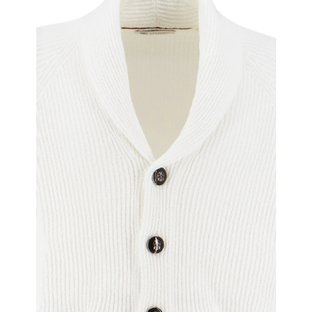 BRUNELLO CUCINELLI Zachte Katoenen Vest met Shawl Kraag Beige Heren